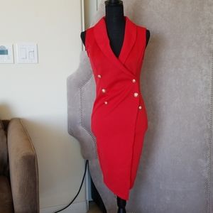 Red button down dress